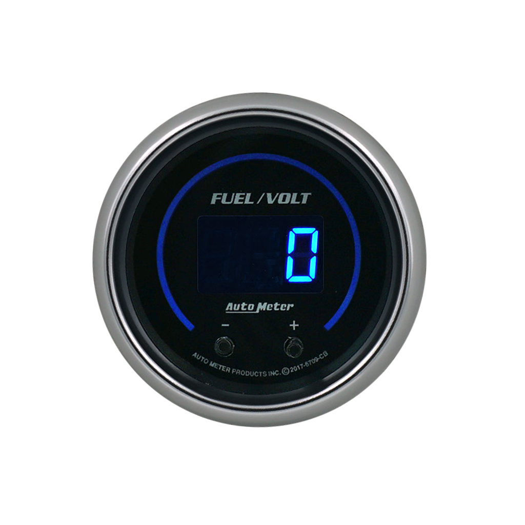 2-1/16" Two Channel Fuel Level / Voltmeter, 0-100%/8-18v, Cobalt Elite Digital