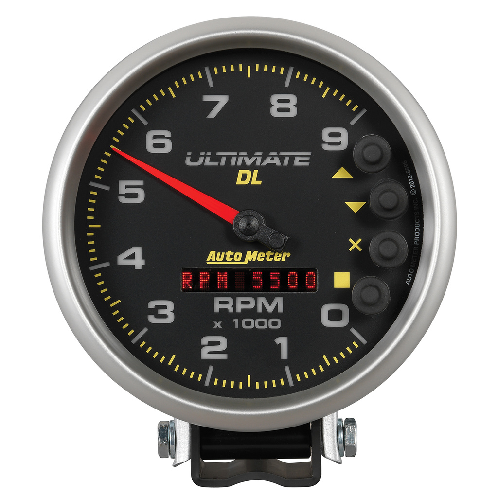 5" Tachometer, 0-9000 Rpm, Pedestal, Ultimate Dl Playback, Black