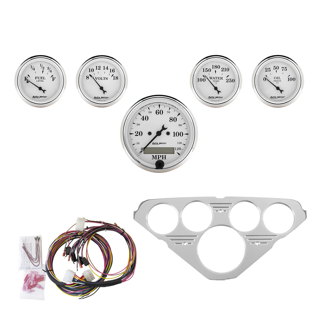 5 Gauge Direct-Fit Dash Kit, Chevy Truck 55-59, Old Tyme White