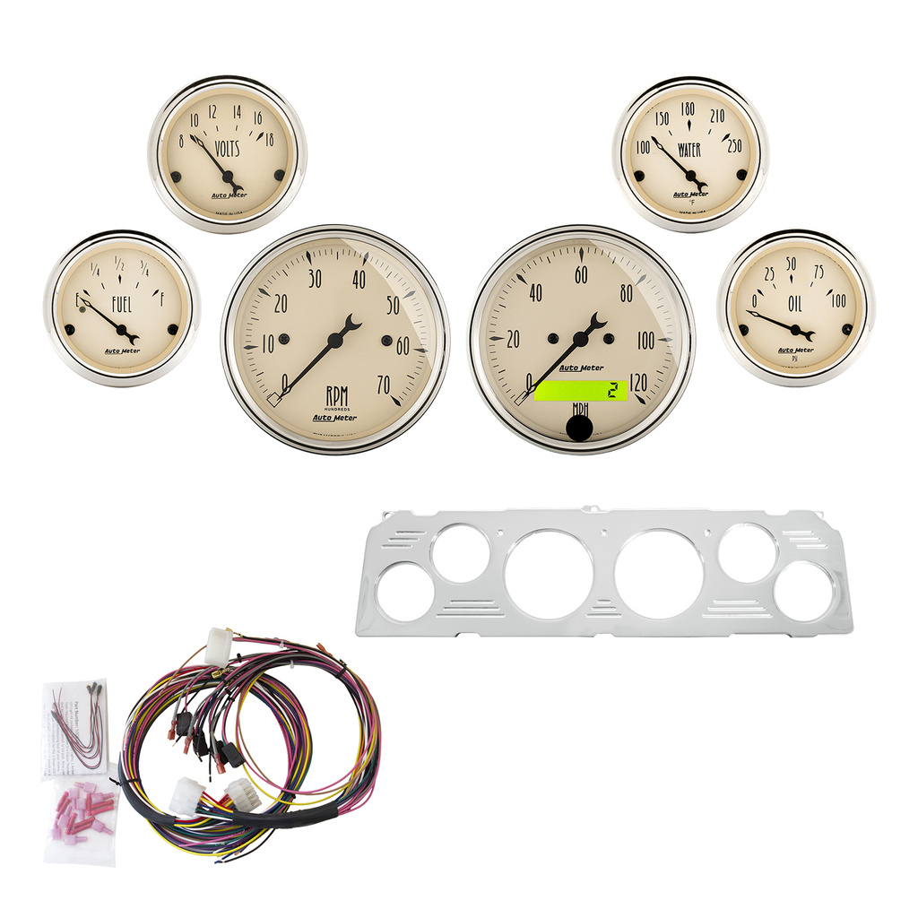 6 Gauge Direct-Fit Dash Kit, Chevy Truck 64-66, Antique Beige