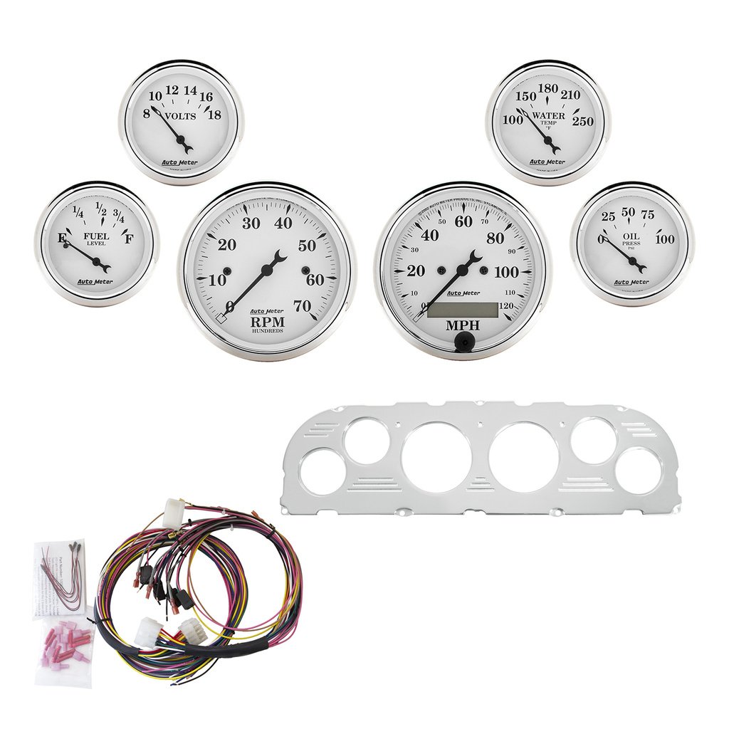 6 Gauge Direct-Fit Dash Kit, Chevy Truck 60-63, Old Tyme White