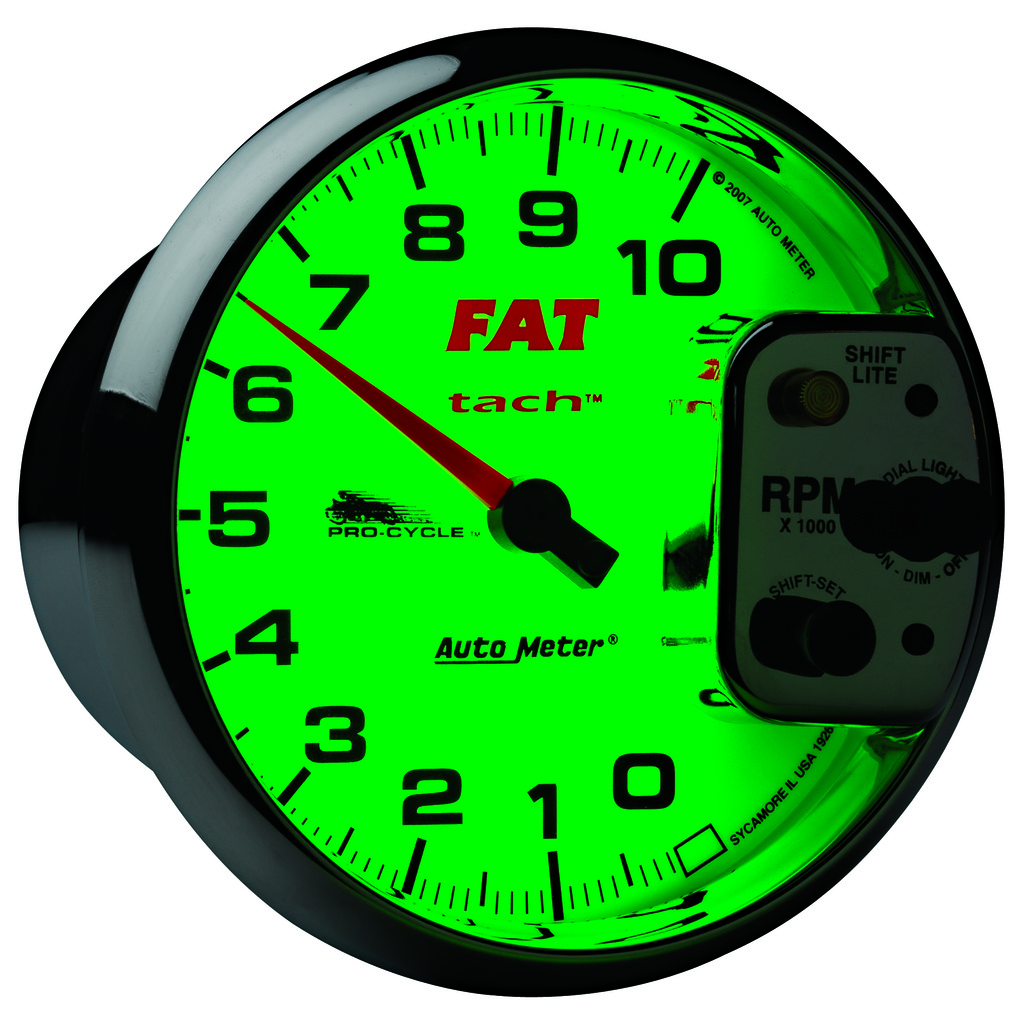 5" Tachometer, 0-10,000 Rpm, White, Pro-Cycle