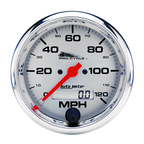 3-3/4" Speedometer, 0-120 Mph, Silver, Pro-Cycle