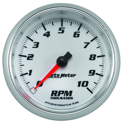 3-3/8" Tachometer, 0-10,000 Rpm, White, Pro-Cycle