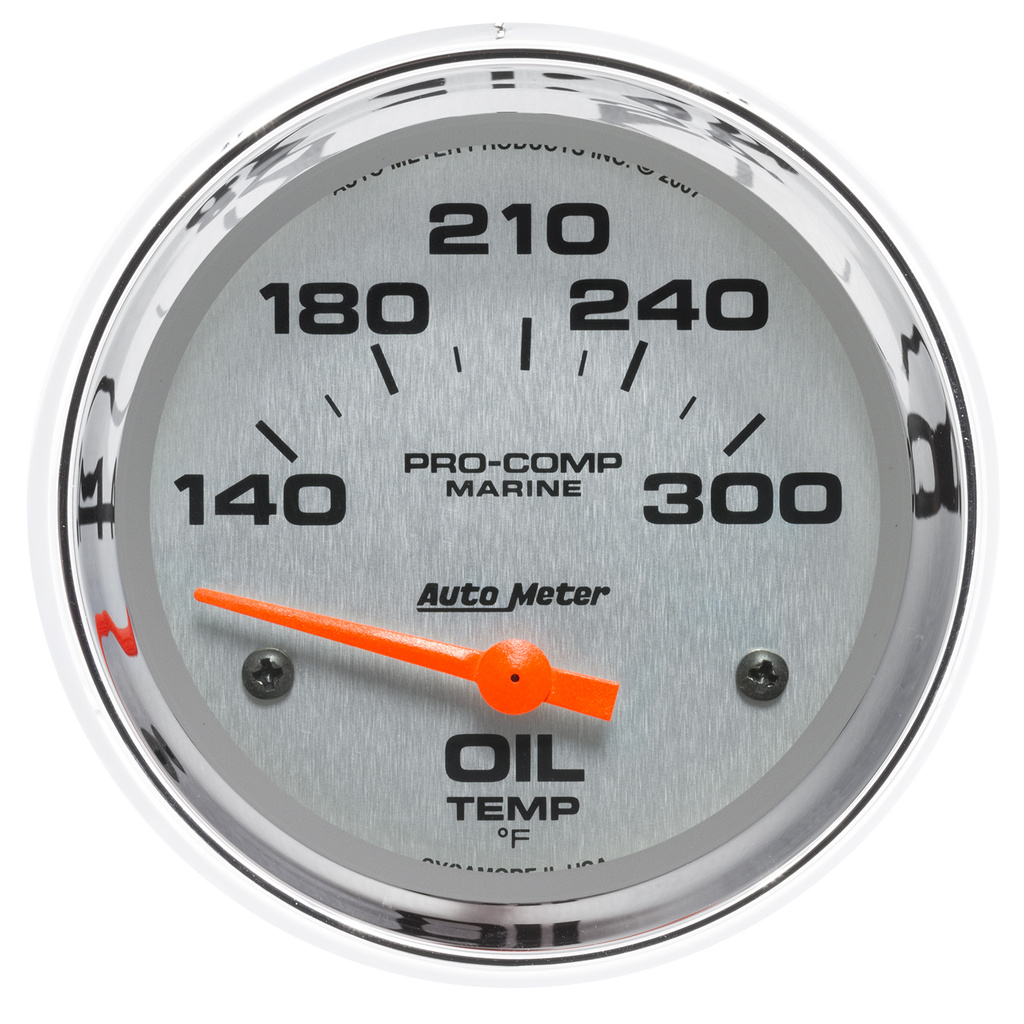2-5/8" Oil Temperature, 140-340 °F, Marine Chrome Ultra-Lite