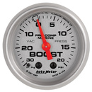 2-1/16" Vacuum/Boost, 30 In Hg/20 Psi, Marine Silver Ultra-Lite