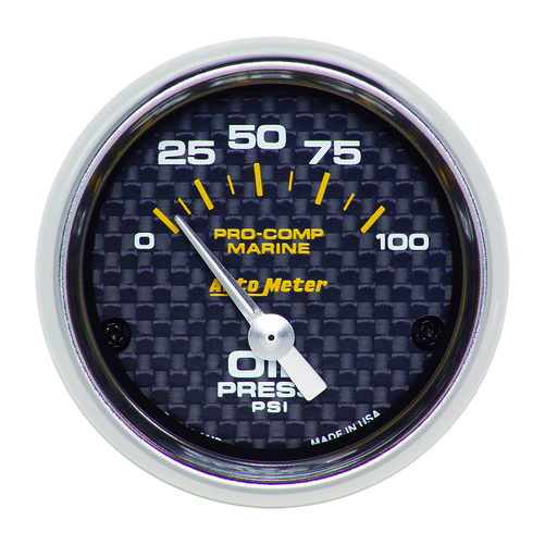2-1/16" Oil Pressure, 0-100 Psi, Marine Carbon Fiber