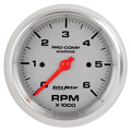 3-3/8" In-Dash Tachometer, 0-6,000 Rpm, Marine Silver Ultra-Lite