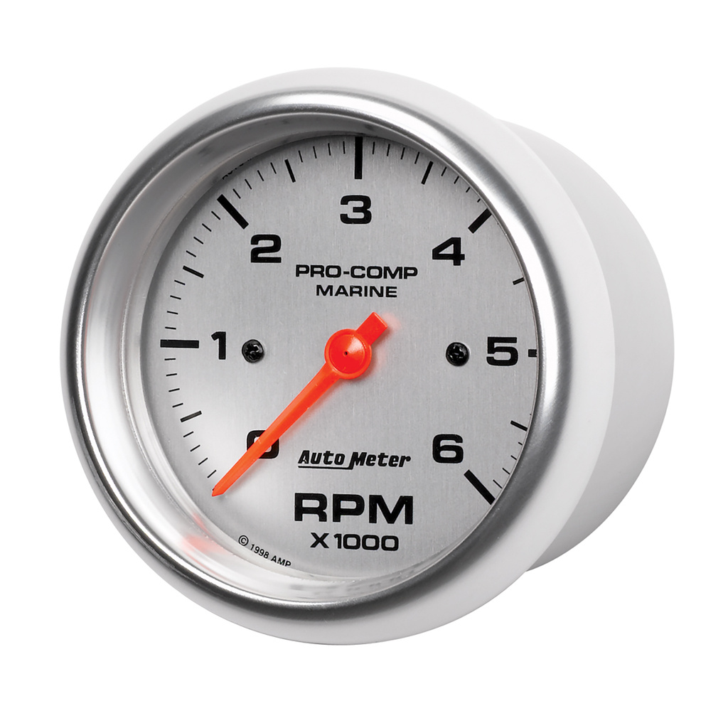3-3/8" In-Dash Tachometer, 0-6,000 Rpm, Marine Silver Ultra-Lite