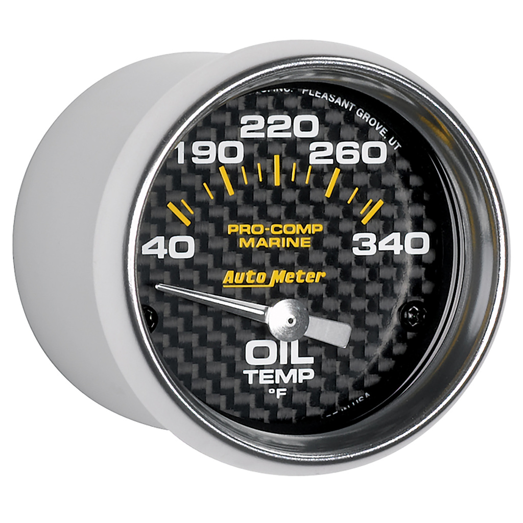 2-1/16" Oil Temperature, 140-340 °F, Marine Carbon Fiber