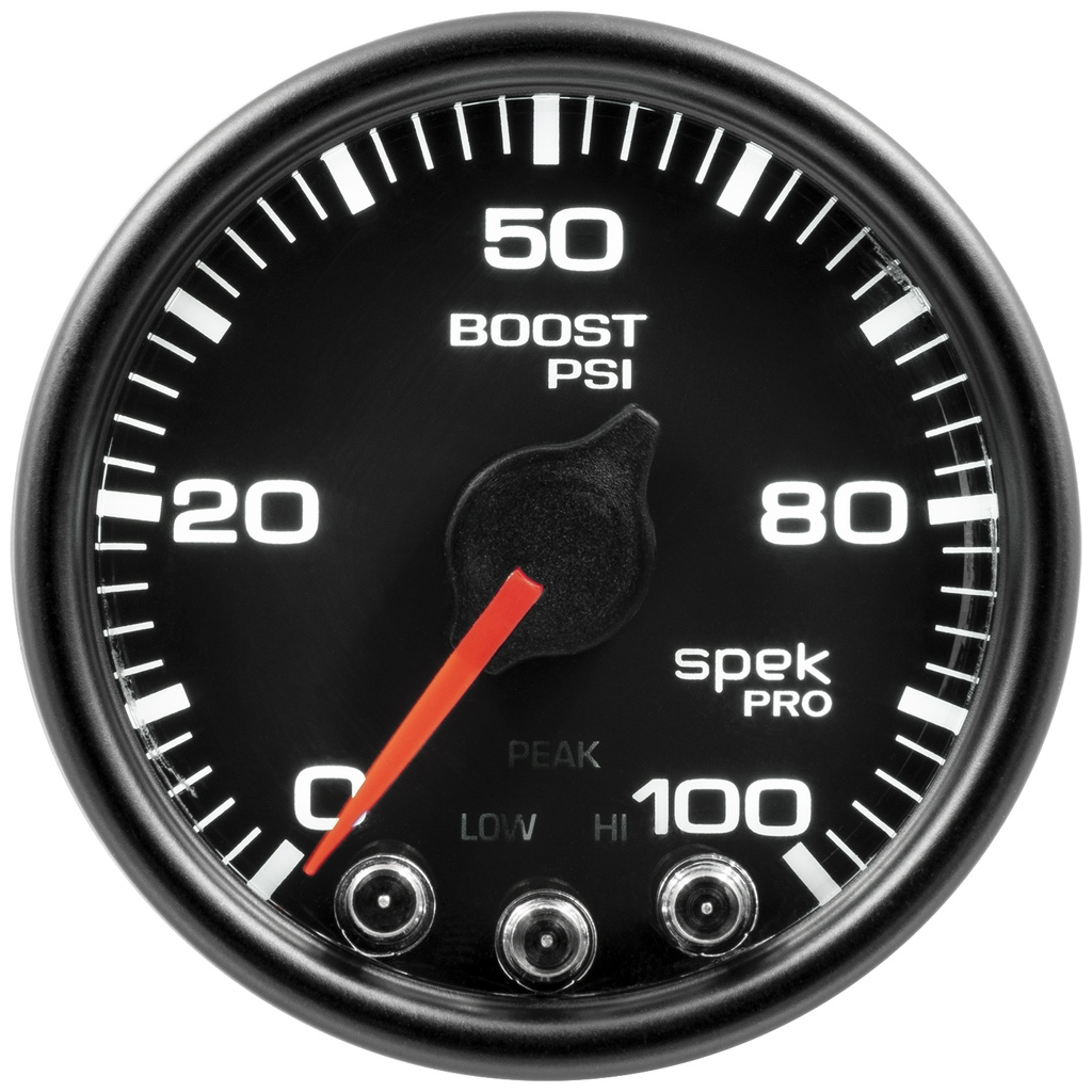 2-1/16" Boost, 0-100 Psi, Spek-Pro, Black/Black