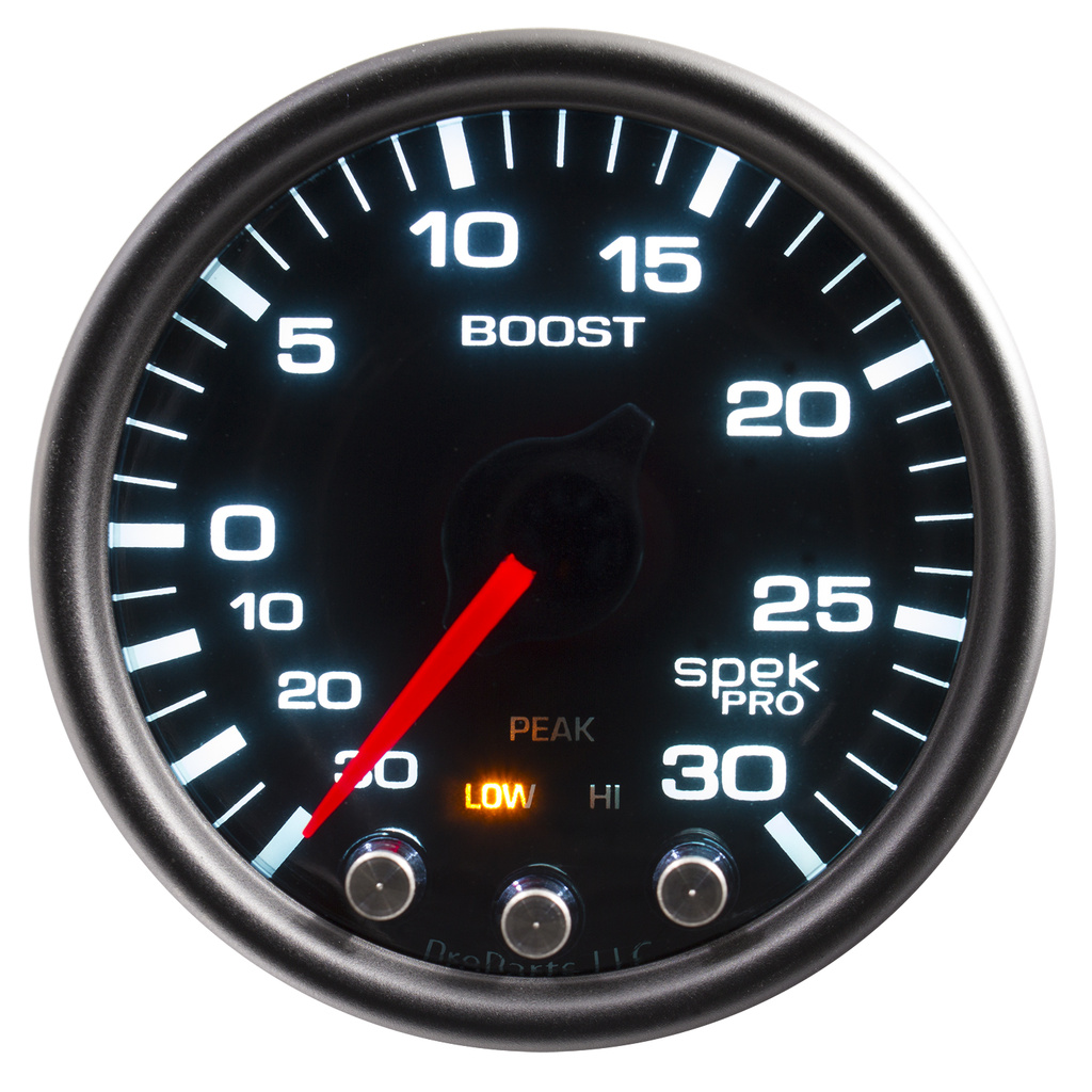 2-1/16" Boost/Vacuum, 30 In Hg/30 Psi, Spek-Pro, Black/Black