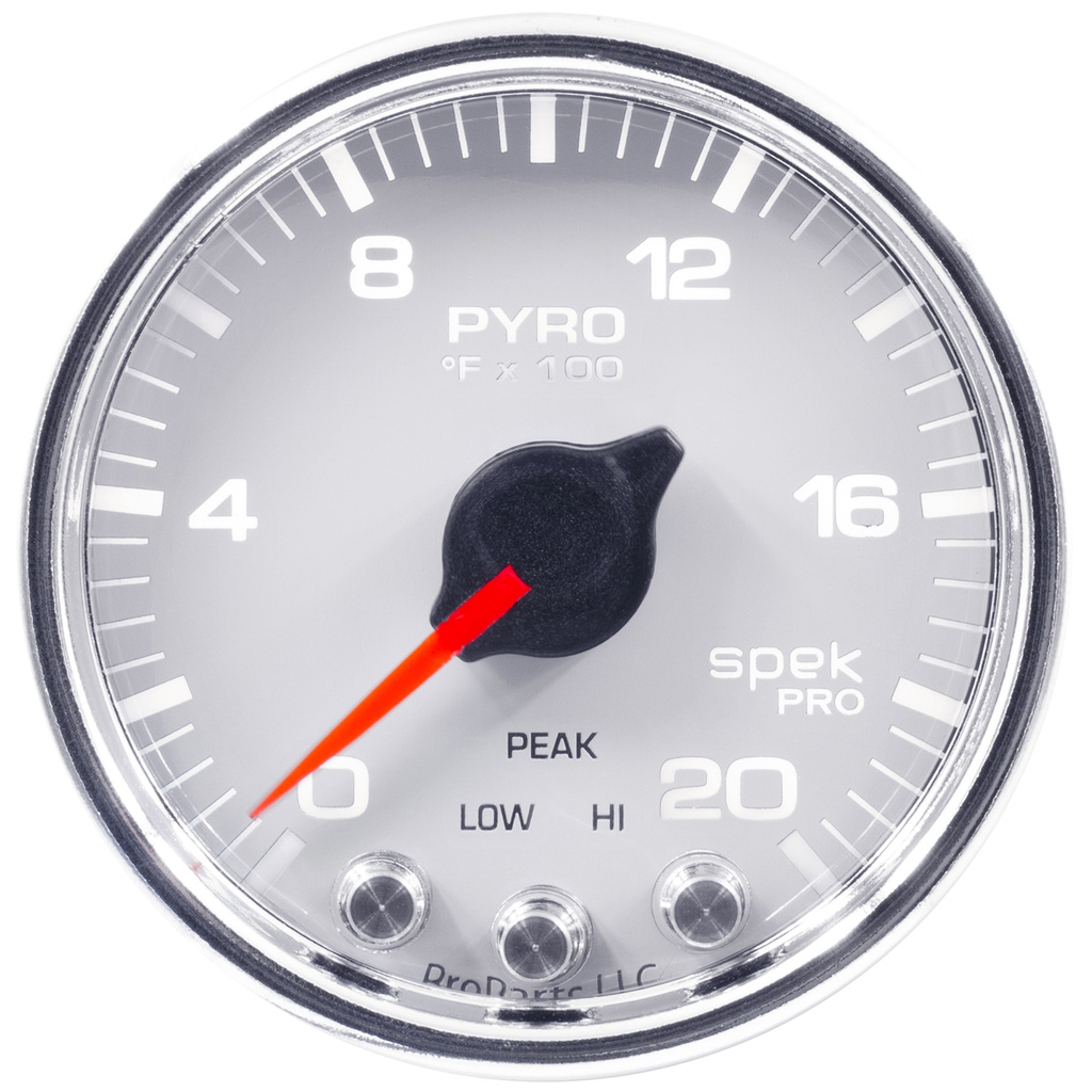 2-1/16" Pyrometer, 0-2000 °F, Spek-Pro, White/Chrome