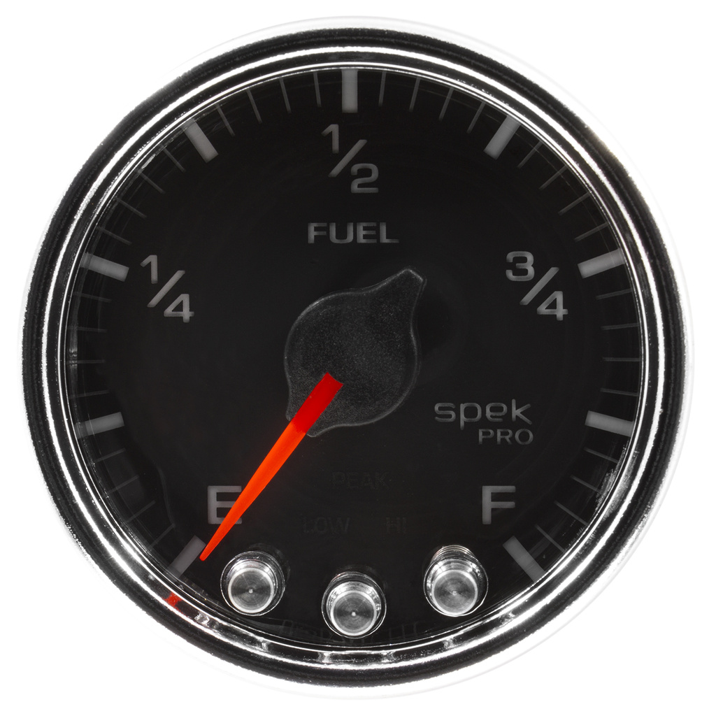2-1/16" Fuel Level, Programmable 0-300 Ω, Spek-Pro, Black/Chrome