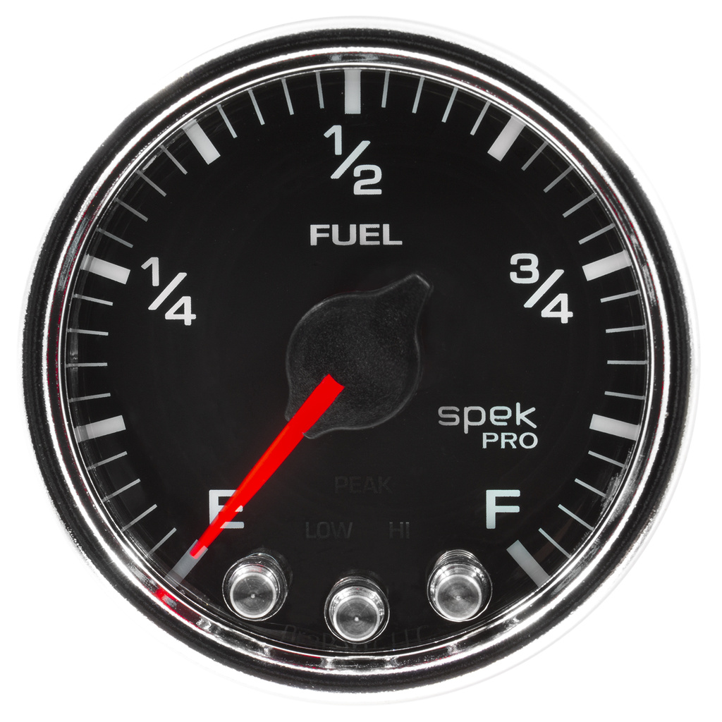 2-1/16" Fuel Level, Programmable 0-300 Ω, Spek-Pro, Black/Chrome