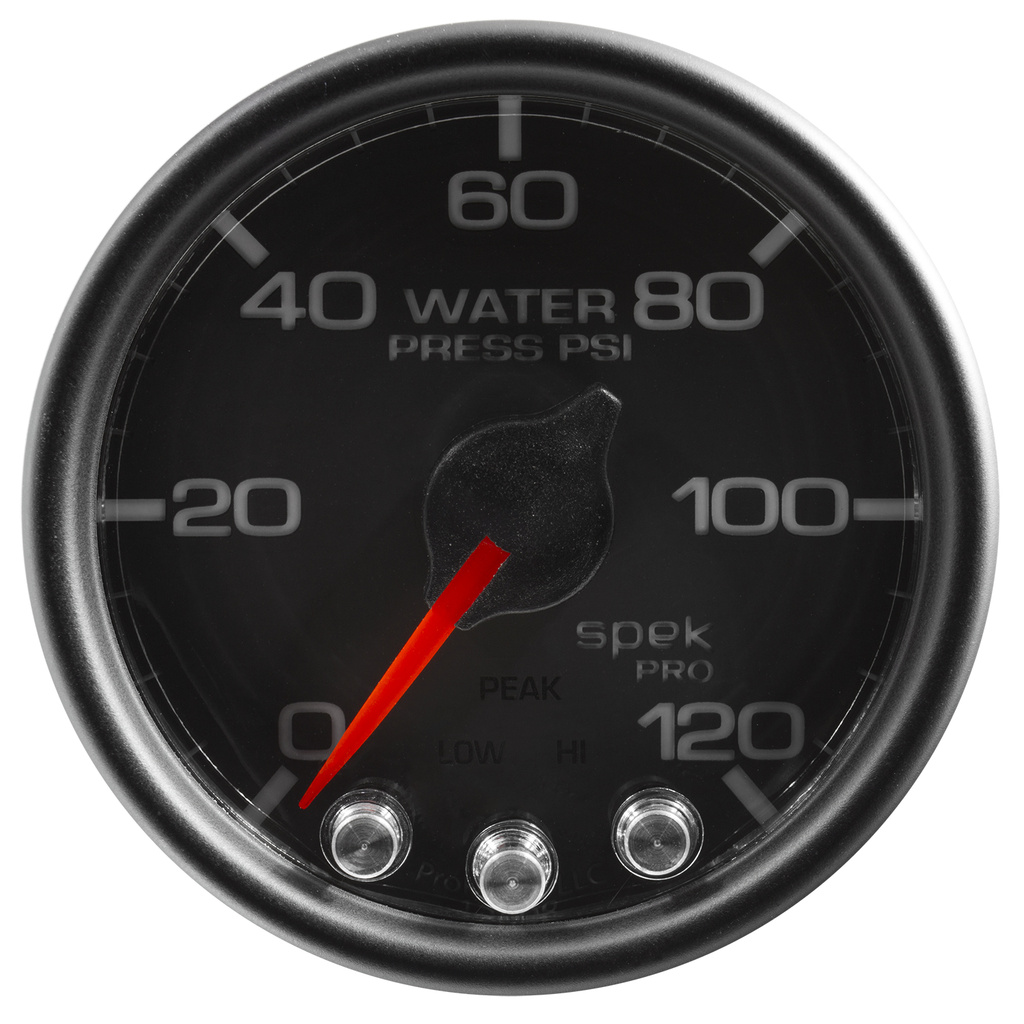 2-1/16" Water Pressure, 0-120 Psi, Spek-Pro, Black/Black