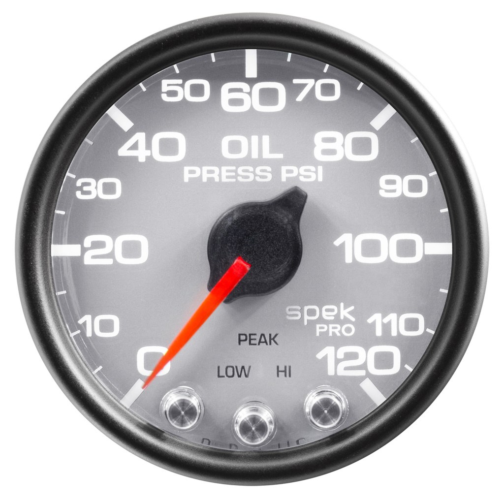 2-1/16" Oil Pressure, 0-120 Psi, Spek-Pro, Silver/Black