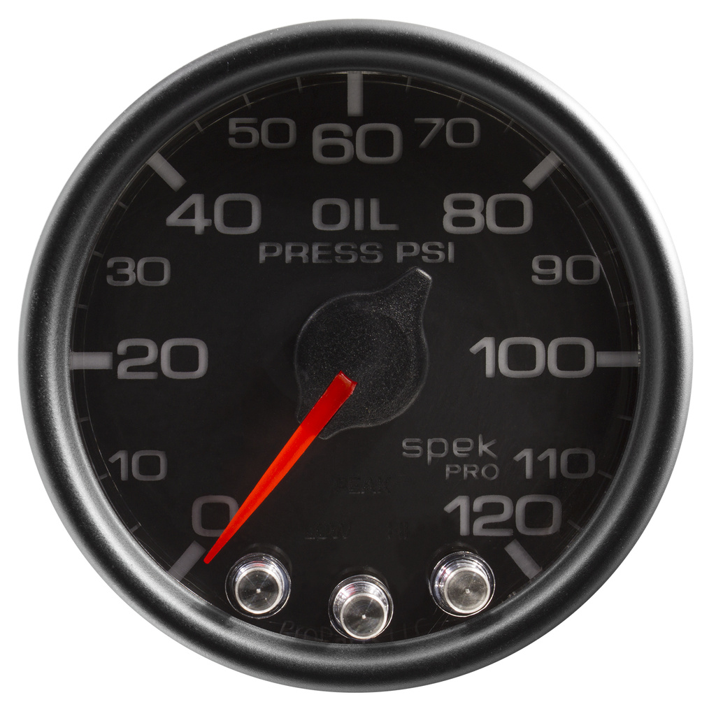 2-1/16" Oil Pressure, 0-120 Psi, Spek-Pro, Black/Black