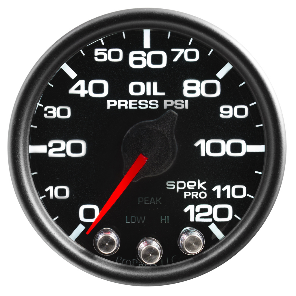 2-1/16" Oil Pressure, 0-120 Psi, Spek-Pro, Black/Black