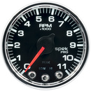 2-1/16" In-Dash Tachometer, 0-11,000 Rpm, Spek-Pro, Black/Chrome