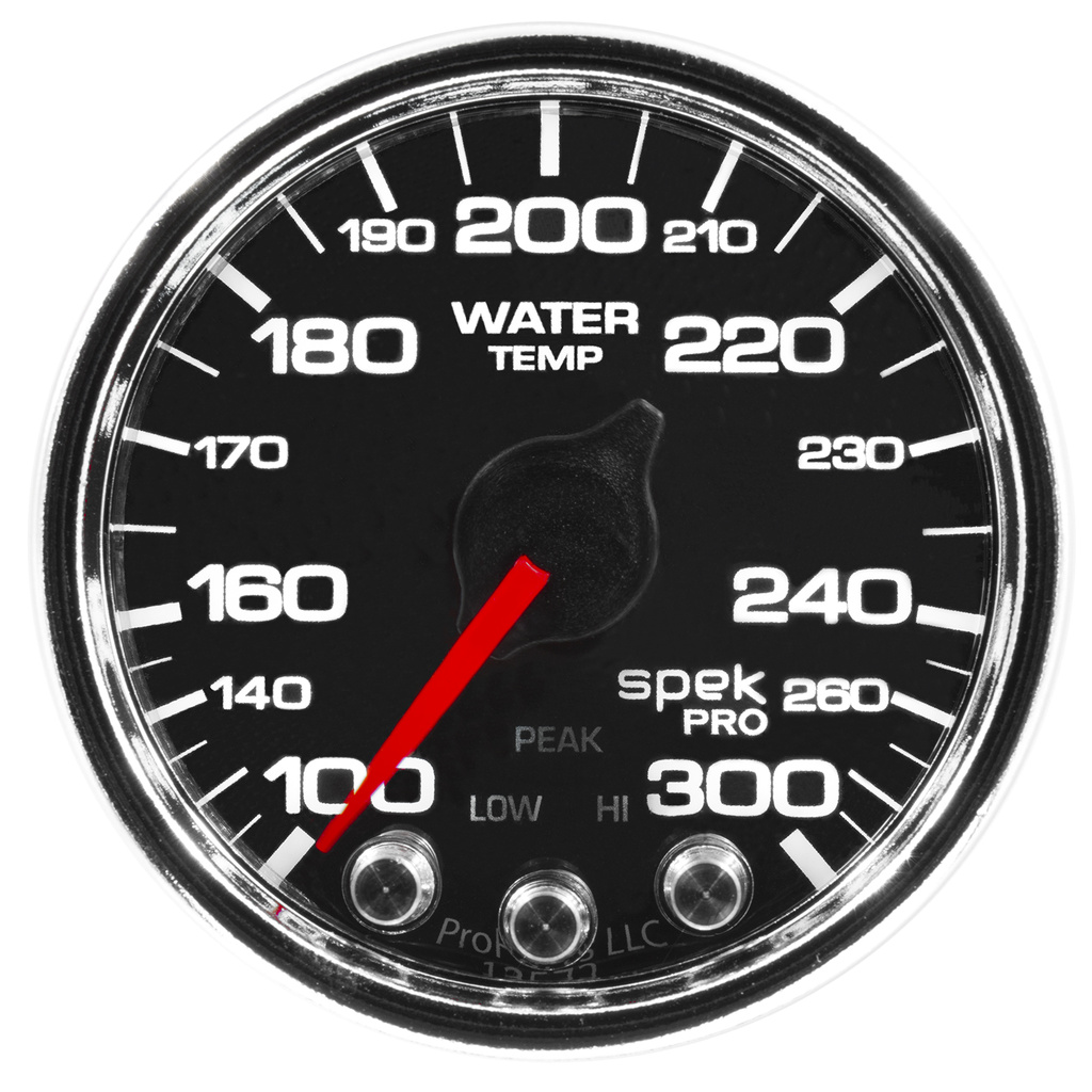 2-1/16" Water Temperature, 100-300 °F, Spek-Pro, Black/Chrome