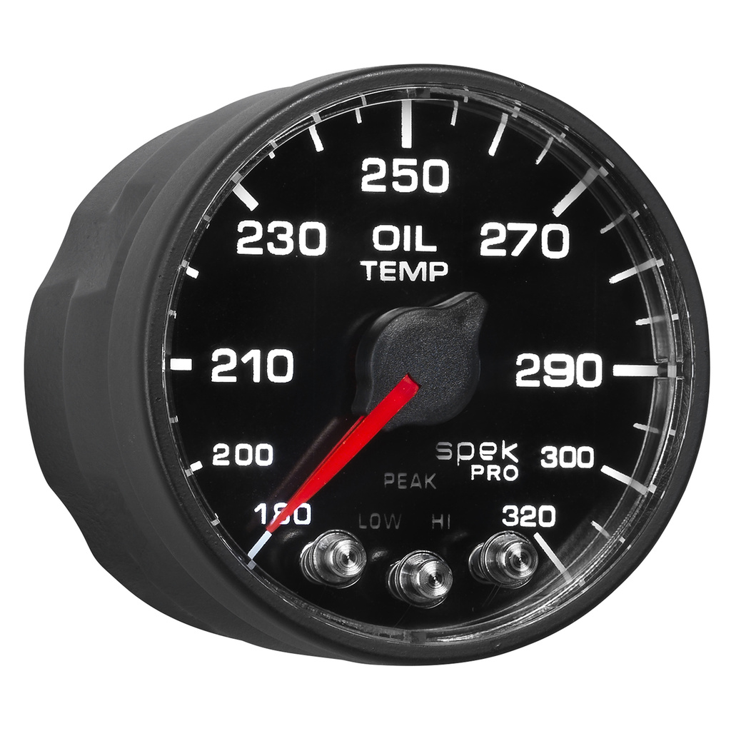 2-1/16" Oil Temperature, 180-320 °F, Spek-Pro, Black/Black, Ecu