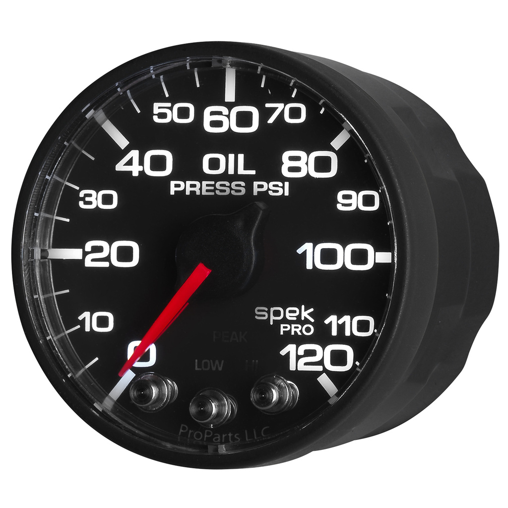 2-1/16" Oil Pressure, 0-120 Psi, Spek-Pro, Black/Black, Ecu