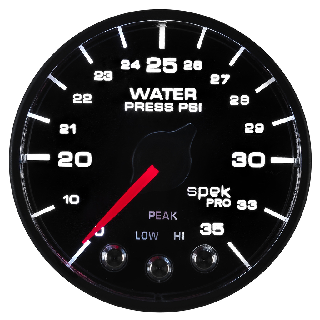 2-1/16" Water Pressure, 0-35 Psi, Spek-Pro, Black/Black, Ecu