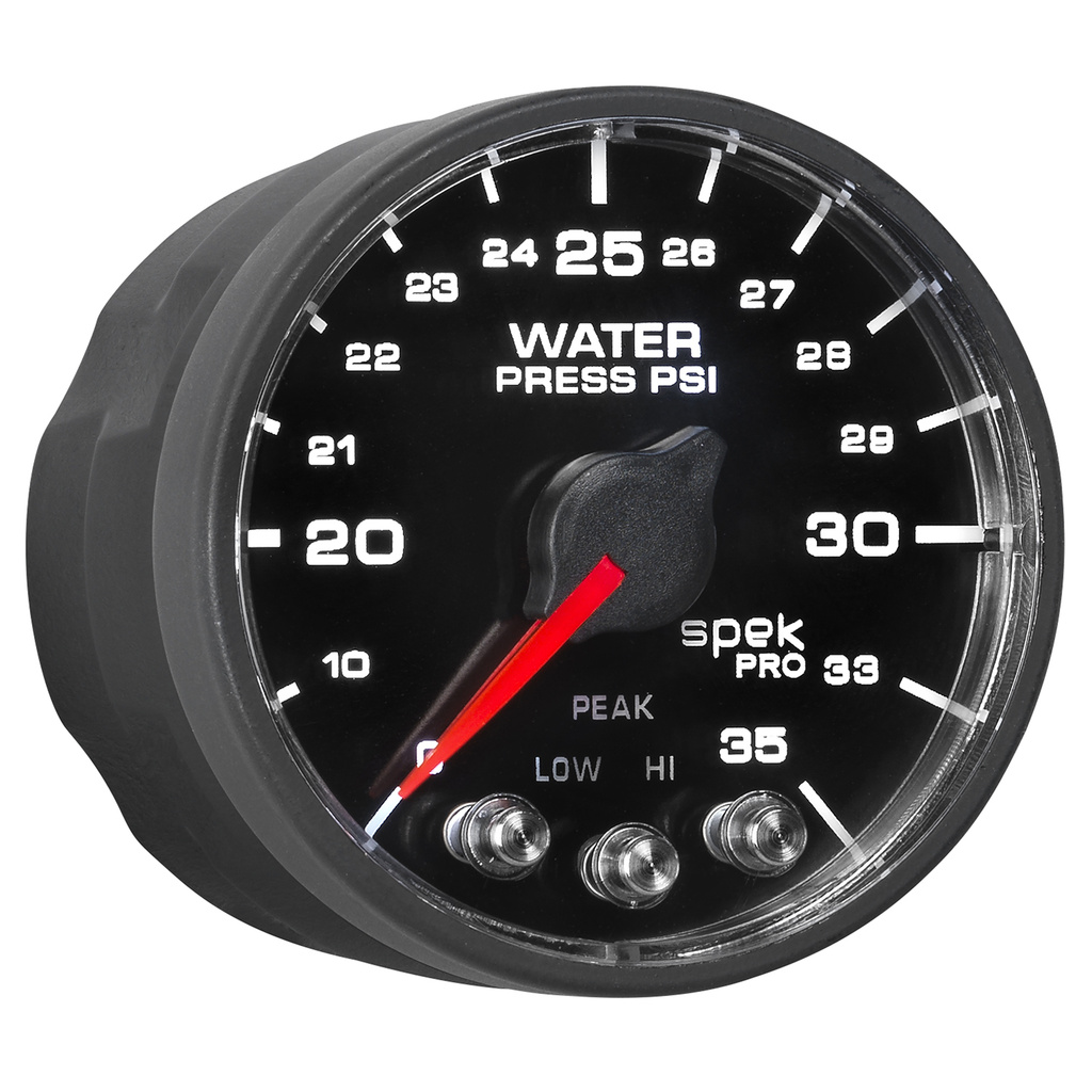2-1/16" Water Pressure, 0-35 Psi, Spek-Pro, Black/Black, Ecu