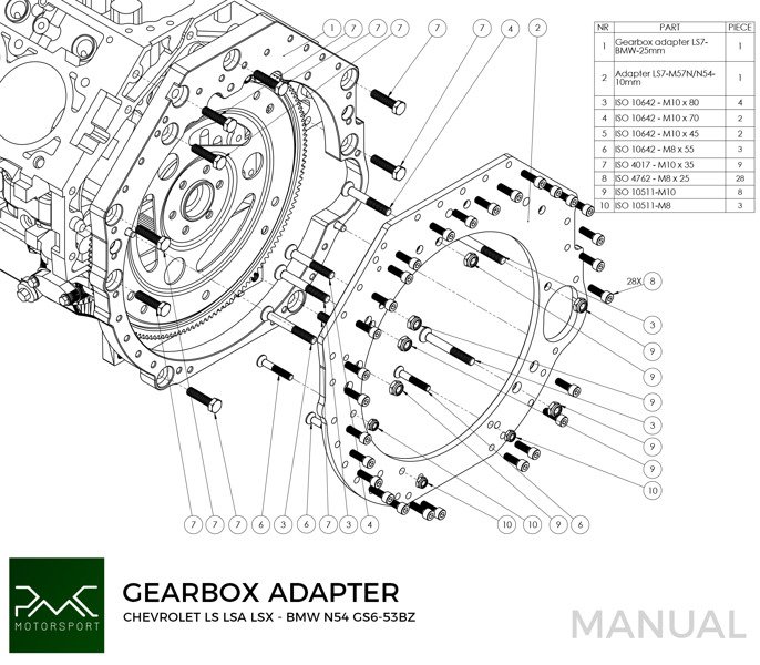 Adapterplade gearkasse CHEVROLET LS LS1 LS3 LS7