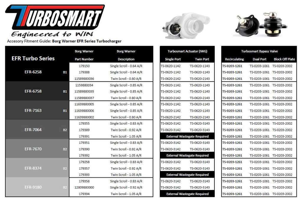 Turbosmart Intern Wastegate Borg warner EFR