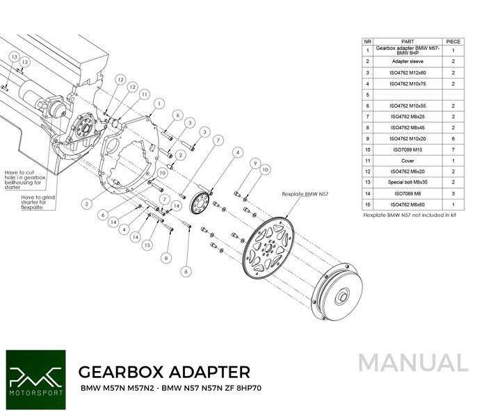 Adapterplade gearkasse BMW M57N M57N2 - BMW N57N N57 Diesel ZF 8HP70
