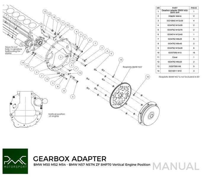 Adaperplatta gearkasse BMW M50 S50 M52 M54 / N57N N57