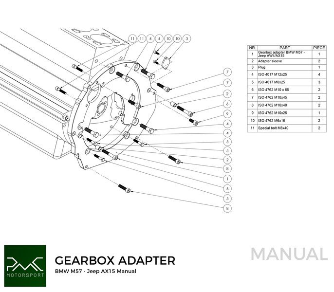 Adapterplade gearkasse BMW M57