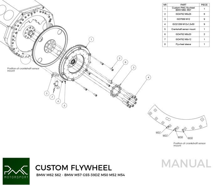 PMC svinghjul BMW V8 M62 MS62 240MM