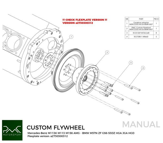 PMC svinghjul Mercedes-Benz M113 M113K M156 AMG 184mm POT